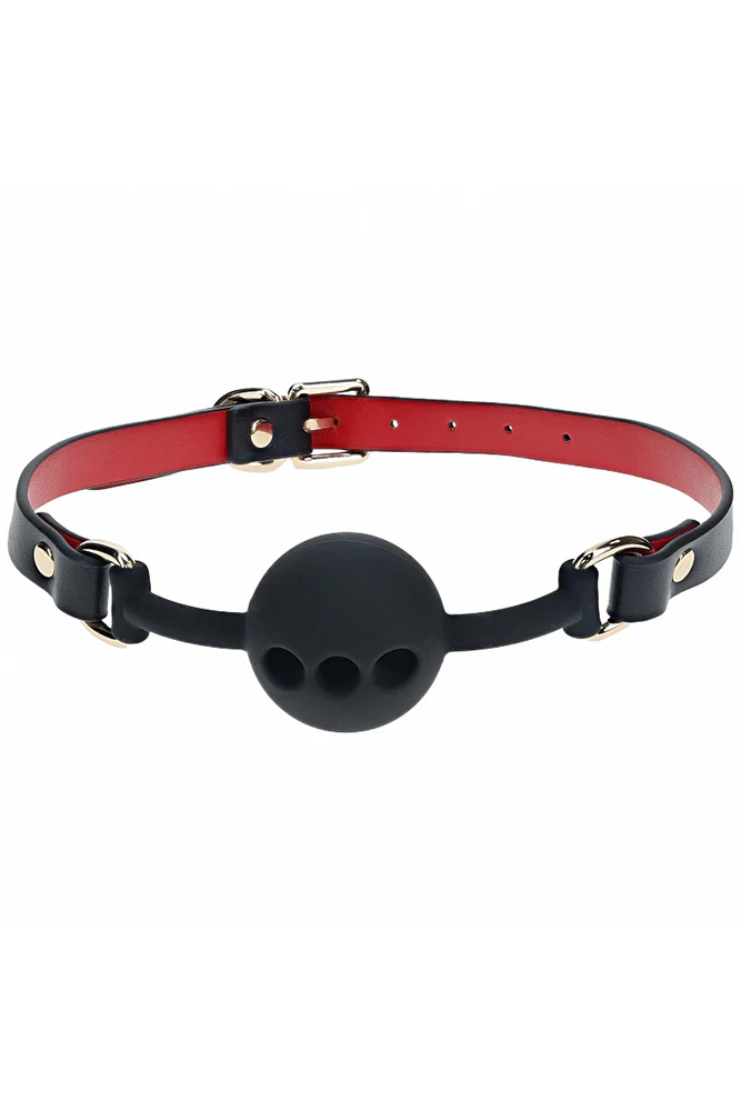 Ouch International - Milan Collection - Breathable Silicone Ball Gag - Black/Red