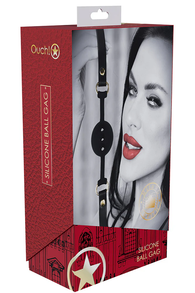 Ouch International - Milan Collection - Breathable Silicone Ball Gag - Black/Red - Image 2