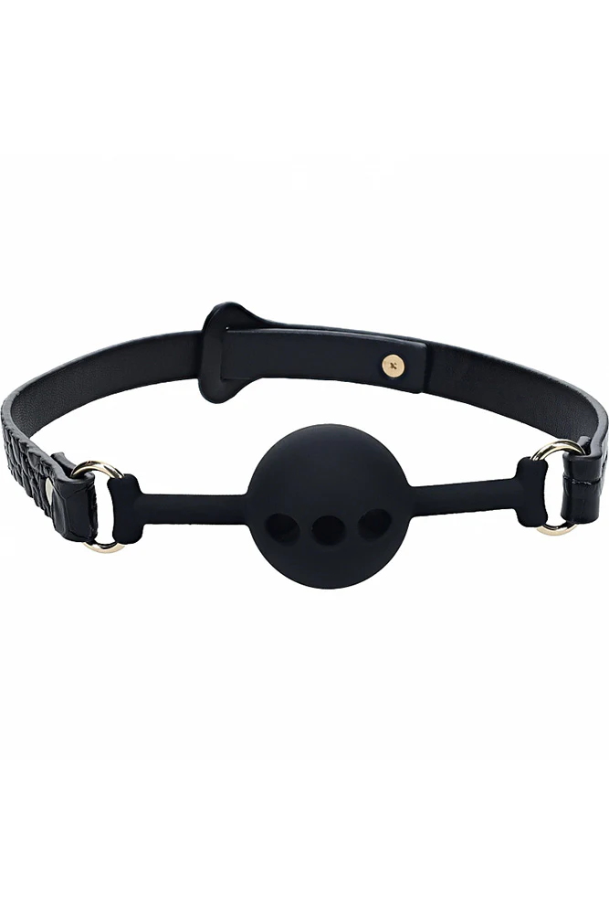 Ouch International - Rome Collection - Breathable Silicone Ball Gag - Black/Gold