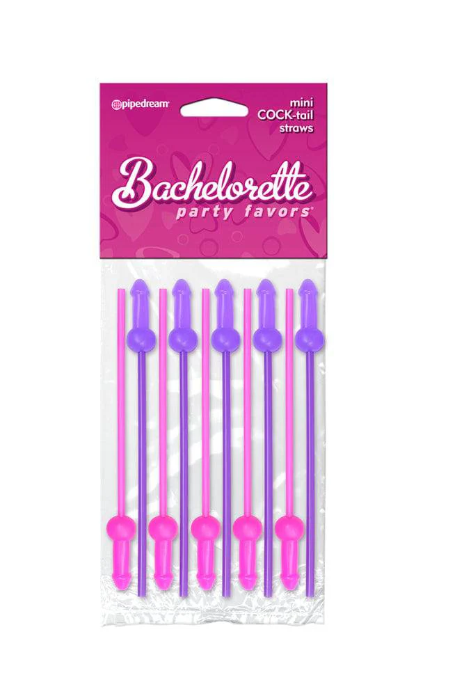 Pipedream - Bachelorette Party Favors - Mini COCKtail Straws - Pink/Purple - 10 pack