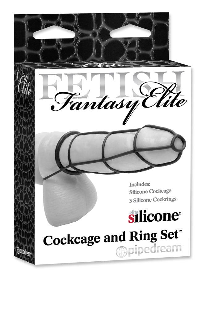 Pipedream - Fetish Fantasy Elite - Silicone Cockcage and Ring Set - Black - Image 2