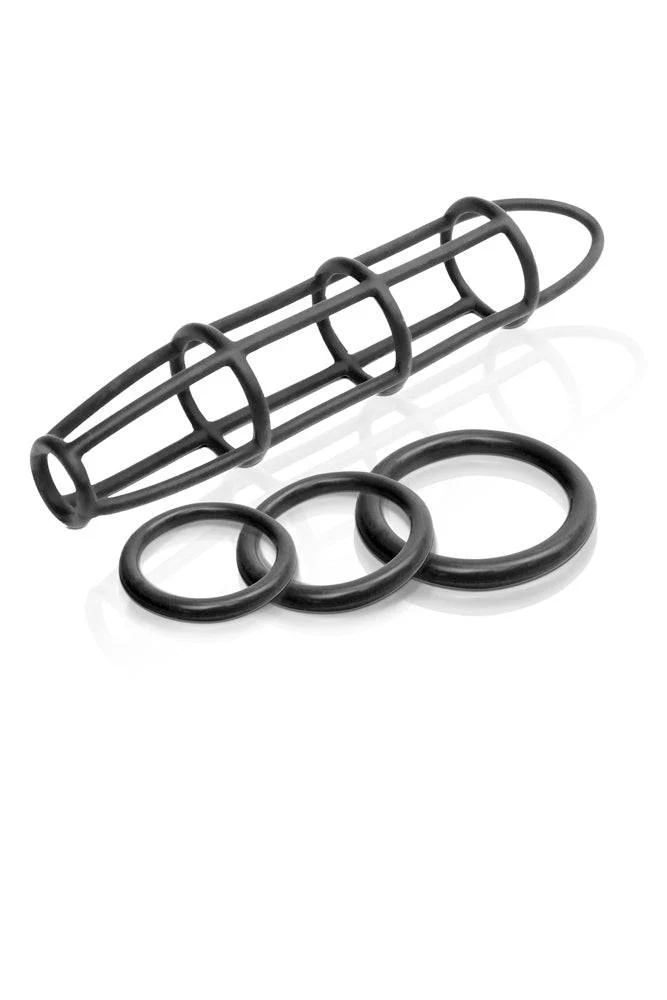Pipedream - Fetish Fantasy Elite - Silicone Cockcage and Ring Set - Black - Image 3