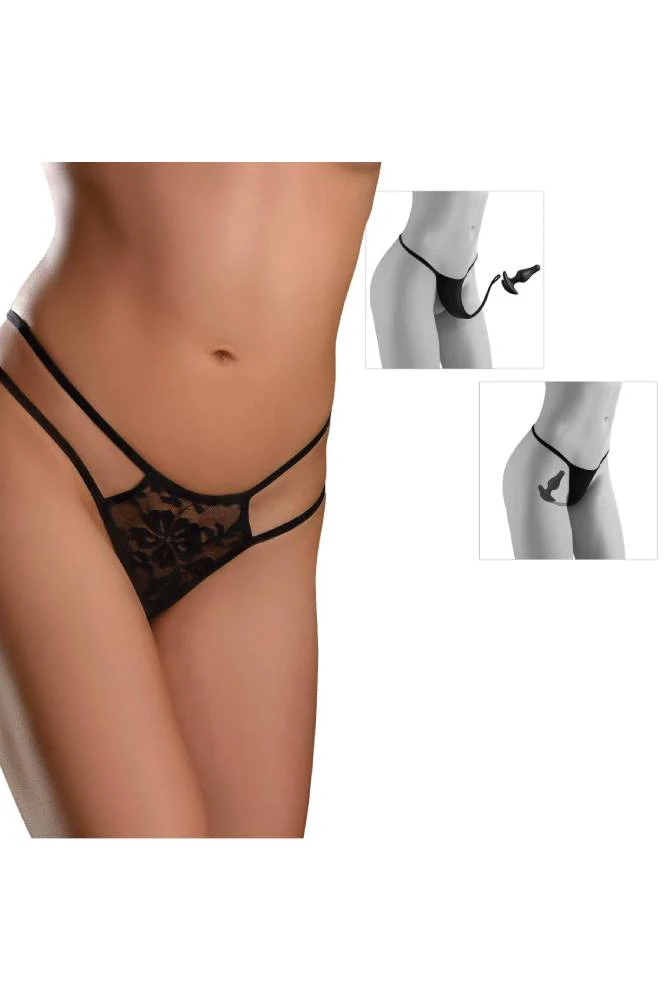Pipedream - Hookup Panties - Crotchless Pleasure Panties with Clitoral Beads & Attachable Butt Plug - Size S-L
