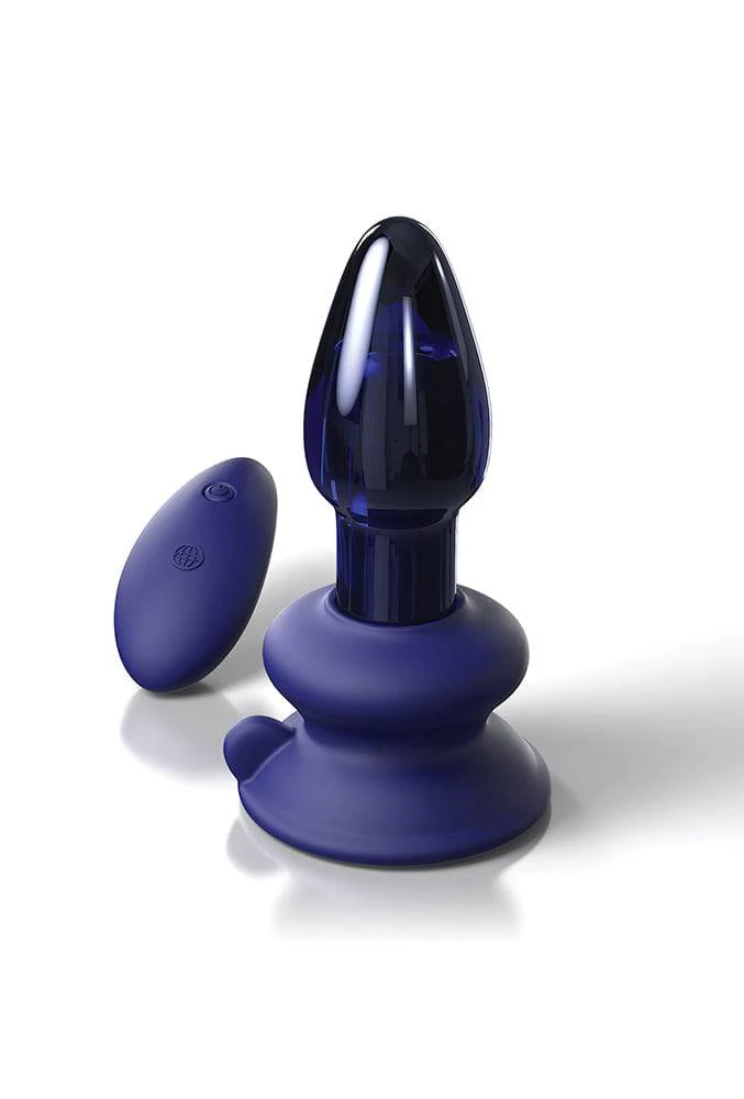 Pipedream - Icicles - No. 85 - Remote Control Vibrating Glass Butt Plug - Blue