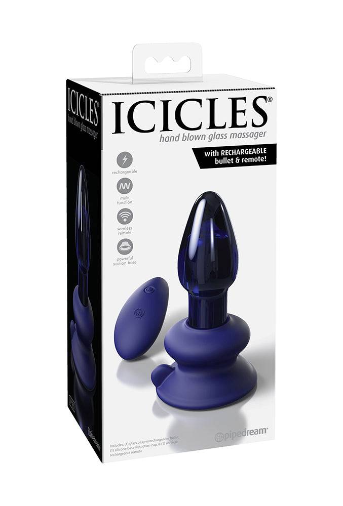 Pipedream - Icicles - No. 85 - Remote Control Vibrating Glass Butt Plug - Blue - Image 5