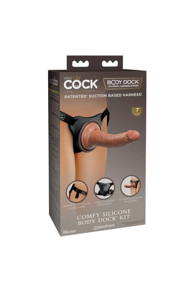 Pipedream - King Cock Elite - Comfy Silicone Body Dock Strap-on Kit - Tan - Image 9