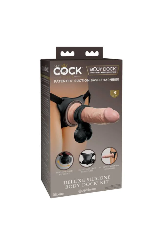 Pipedream - King Cock Elite - Deluxe Silicone Body Dock Strap-on Kit - Beige - Image 13
