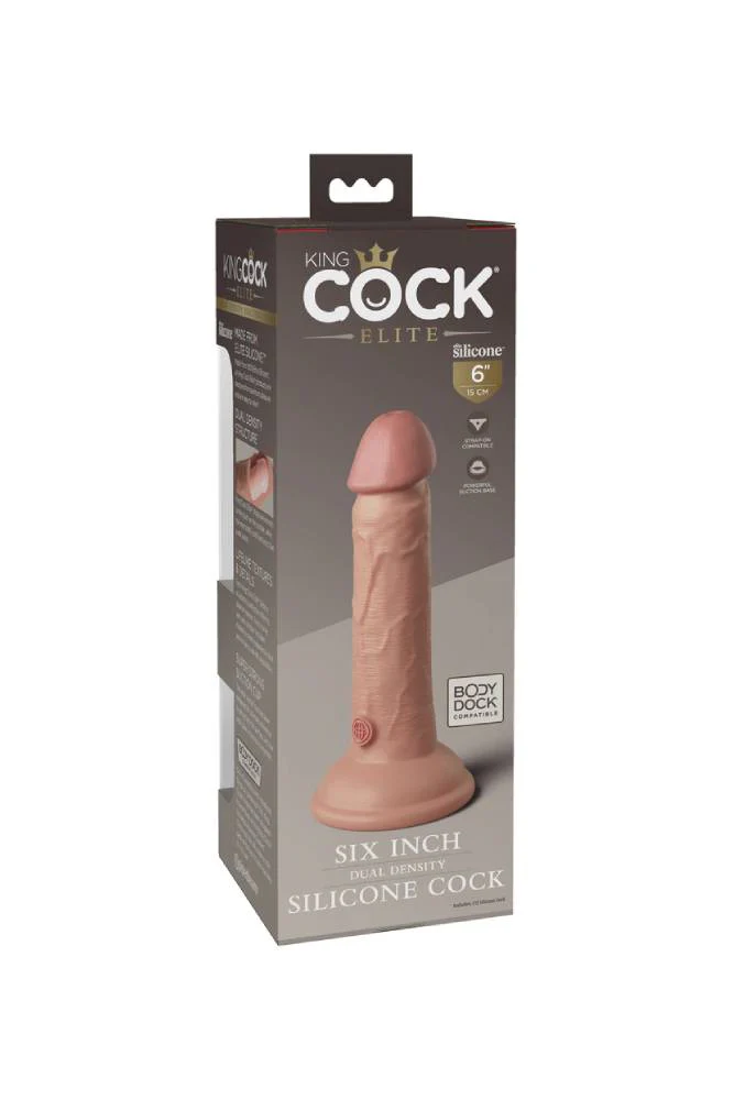 Pipedream - King Cock Elite - Dual Density 6" Silicone Dildo - Beige - Image 5