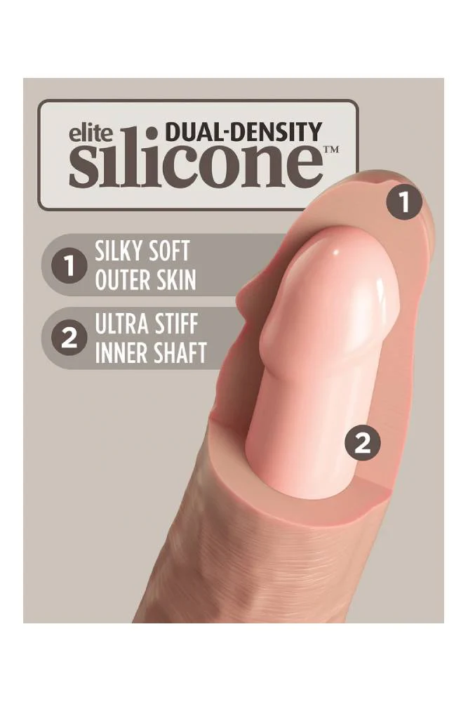 Pipedream - King Cock Elite - Dual Density 7" Silicone Dildo - Beige - Image 4