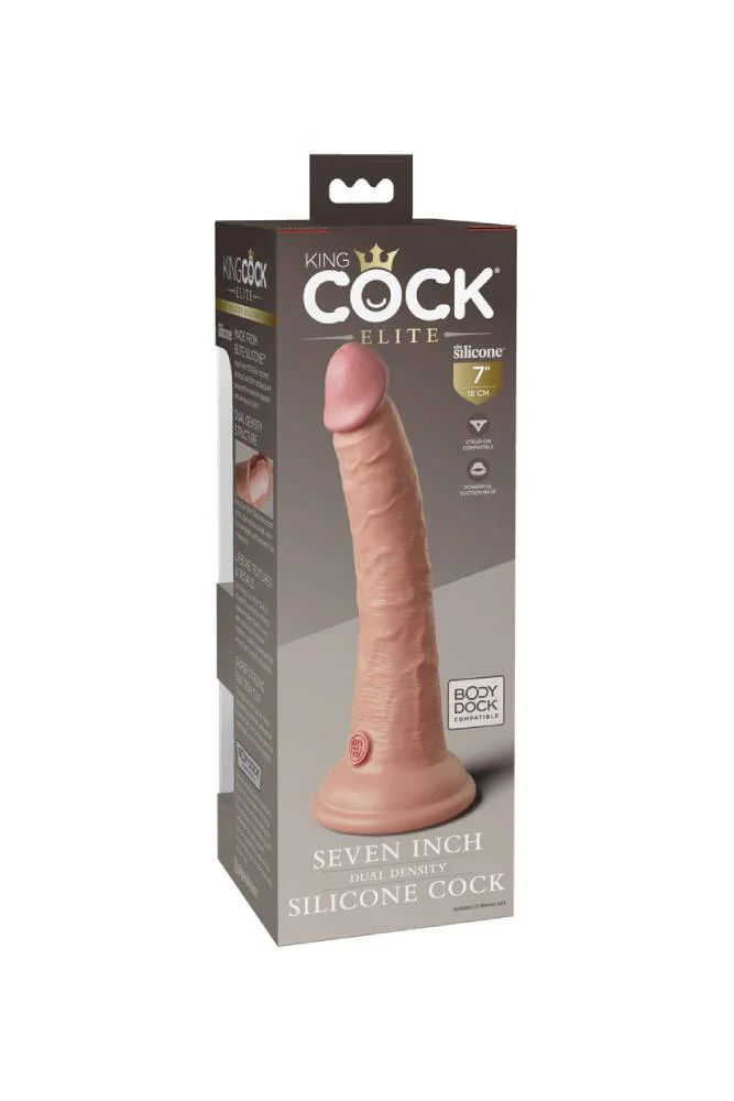 Pipedream - King Cock Elite - Dual Density 7" Silicone Dildo - Beige - Image 5