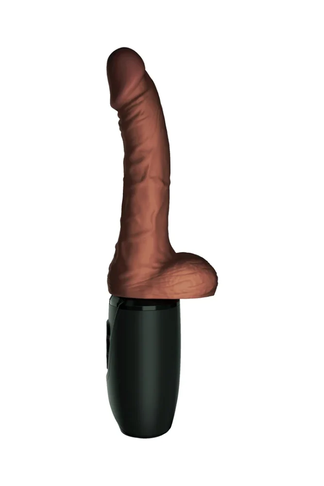 Pipedream - King Cock Plus - Warming & Thrusting Cock with Balls 7.5" - Brown - Image 3