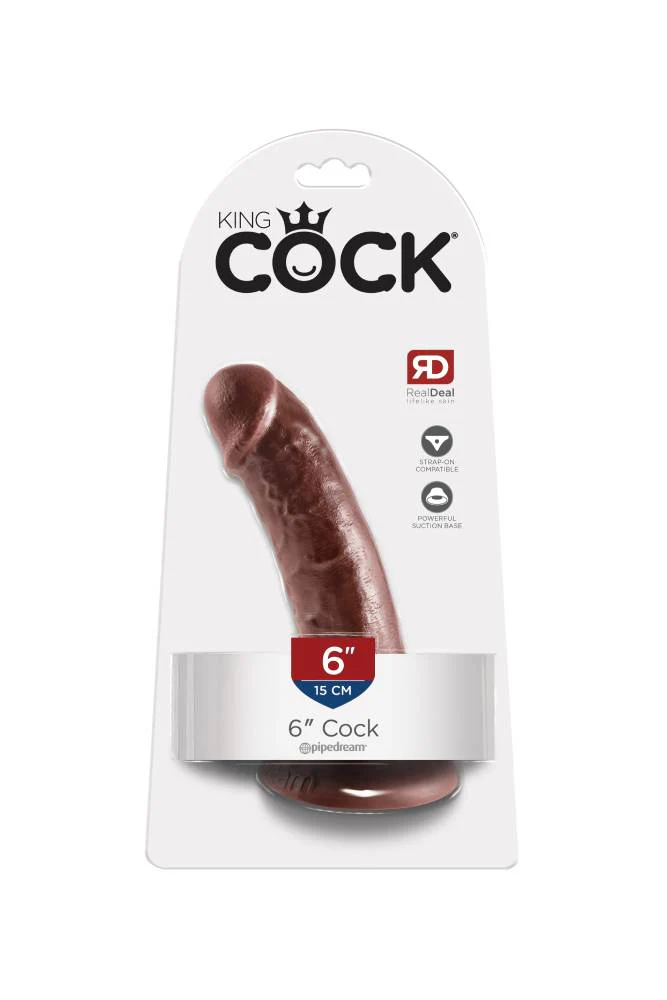 Pipedream - King Cock - Ultra Realistic Dildo - 6 inch - Brown - Image 5
