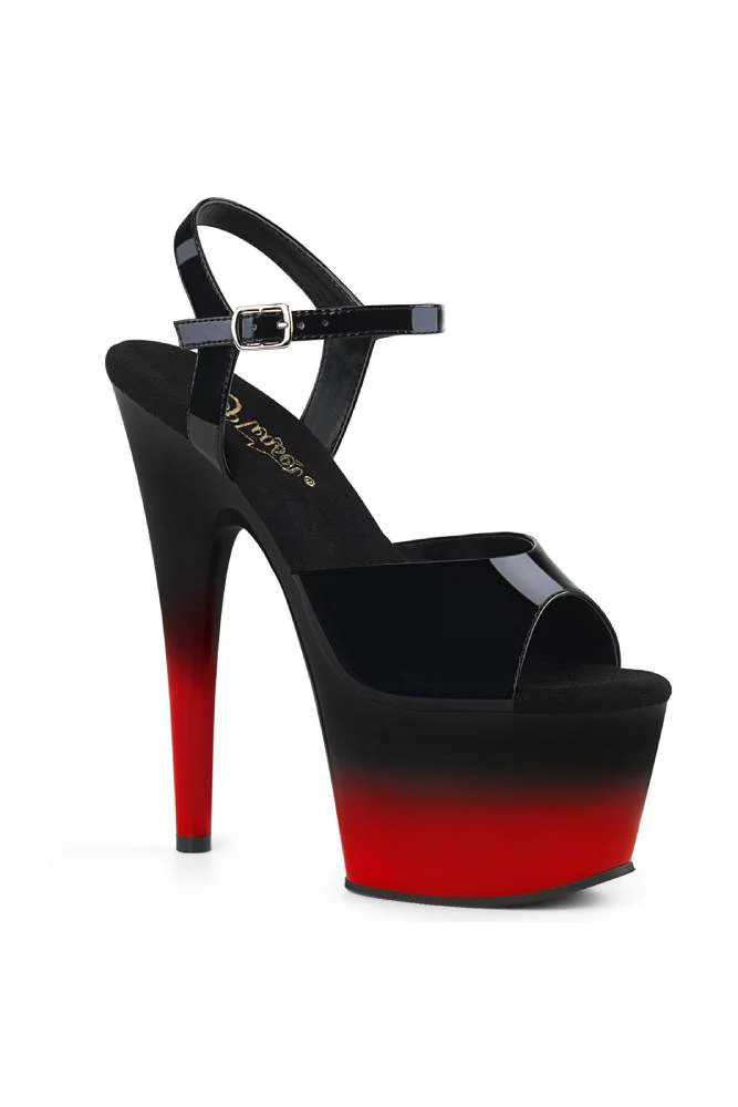 Pleaser USA - Adore 7" Red Ombre Stiletto Heel with Ankle Strap - Black/Red