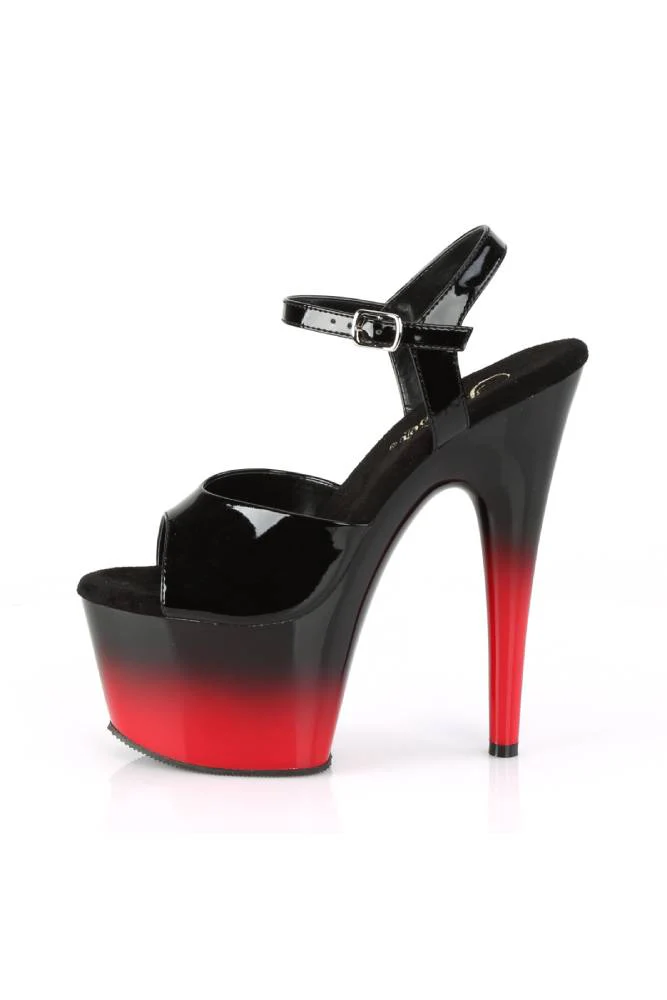 Pleaser USA - Adore 7" Red Ombre Stiletto Heel with Ankle Strap - Black/Red - Image 3