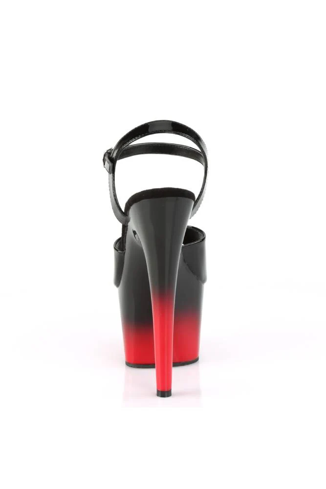 Pleaser USA - Adore 7" Red Ombre Stiletto Heel with Ankle Strap - Black/Red - Image 4