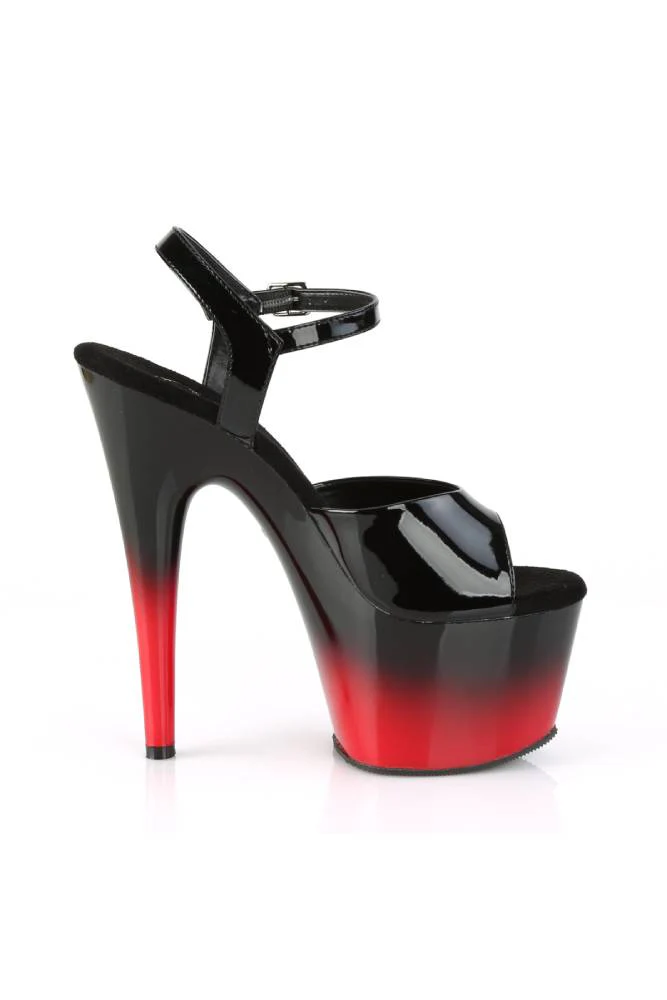 Pleaser USA - Adore 7" Red Ombre Stiletto Heel with Ankle Strap - Black/Red - Image 5