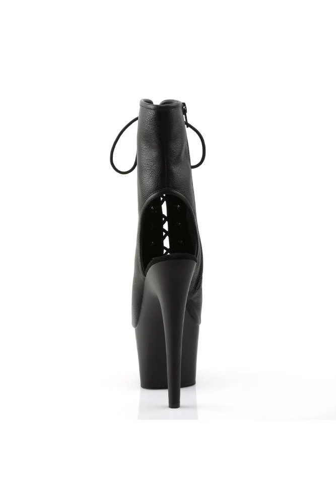 Pleaser USA - Adore 7" Stiletto Heel Matte Open Toe Bootie - Black - Image 4