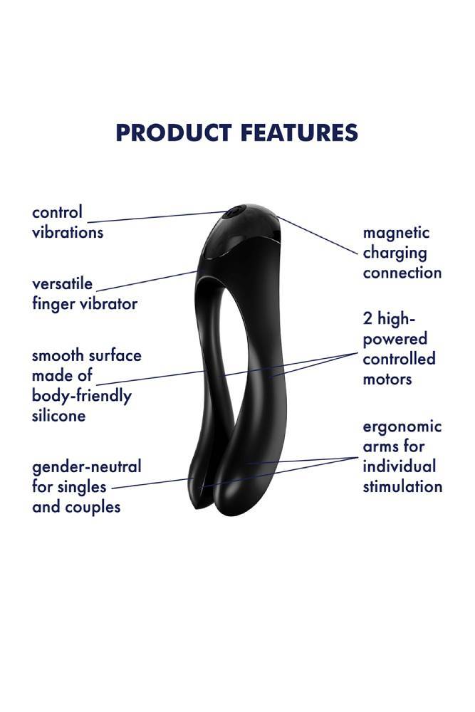 Satisfyer - Candy Cane - Silicone Finger Vibrator - Black - Image 3