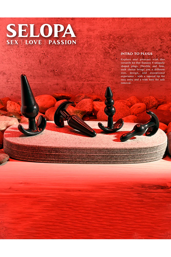 Selopa - Intro To Plugs - 4pc Anal Plug Set - Black - Image 8