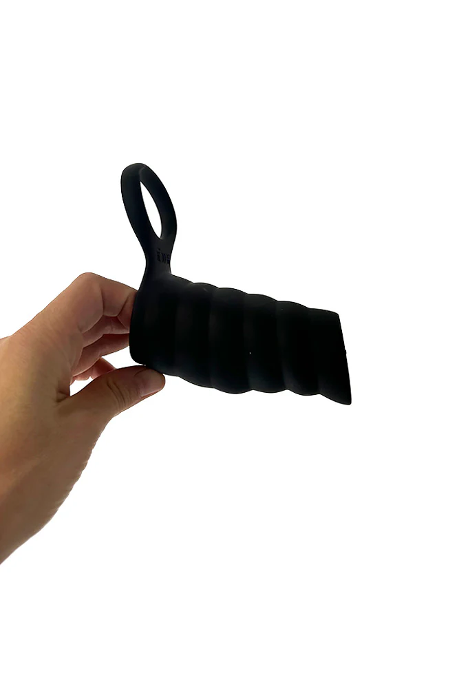 Shots Toys - Levelz - Vibrating Ribbed Silicone Cock Sleeve & Ball Ring - Image 4