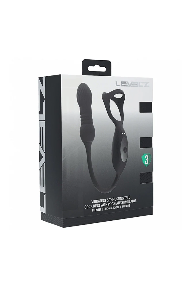 Shots Toys - Levelz - Vibrating & Thrusting Silicone Tri O Cock Ring with Prostate Stimulator - Image 5