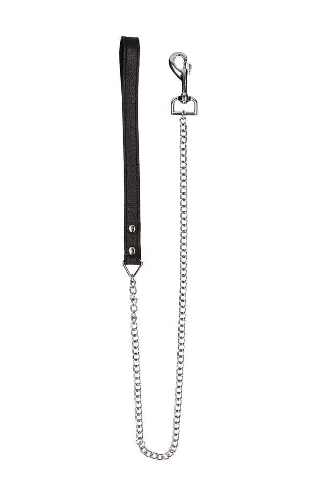 Shots Toys - Pain - Leather Handle Chain Lead - Black