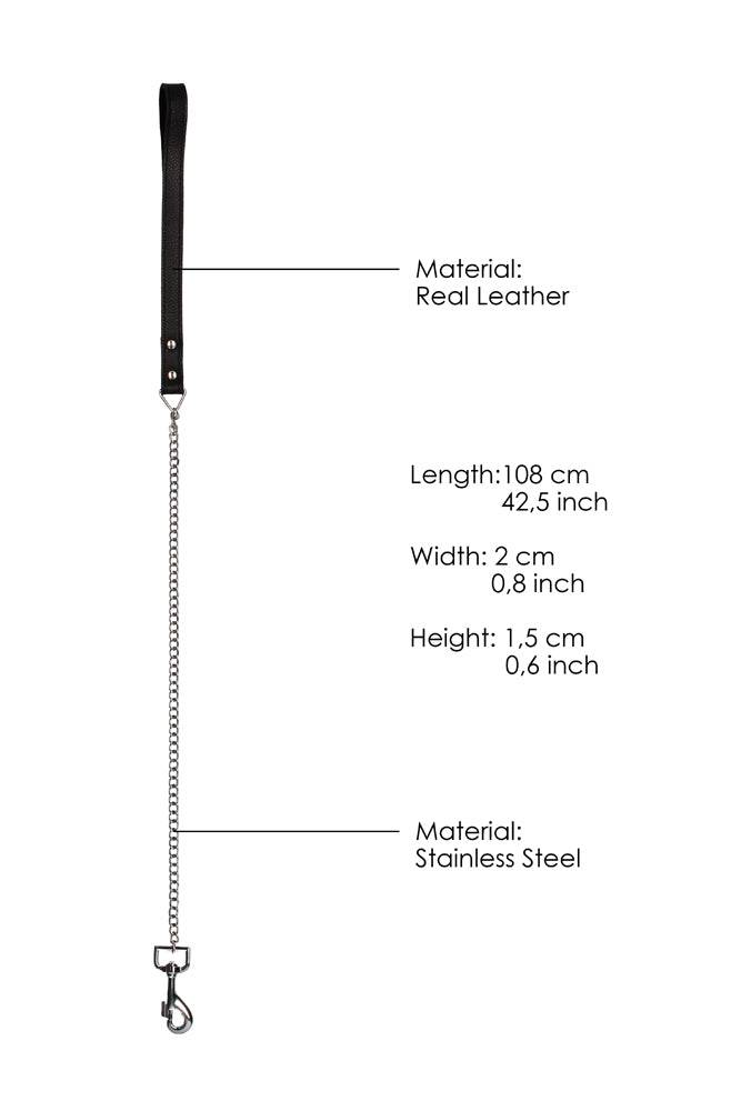 Shots Toys - Pain - Leather Handle Chain Lead - Black - Image 4