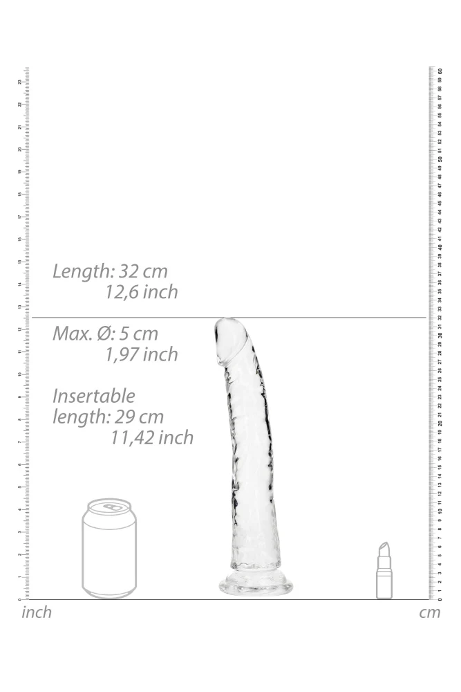 Shots Toys - RealRock - 11" Slim Realistic Dildo with Suction Cup - Clear - Image 2