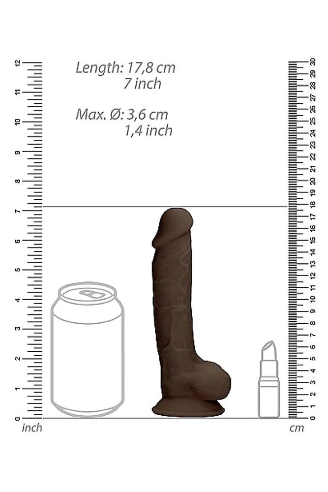 Shots Toys - RealRock - 7" Dual Density Dildo w/ Balls - Brown - Image 7