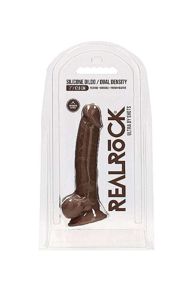 Shots Toys - RealRock - 7" Dual Density Dildo w/ Balls - Brown - Image 8