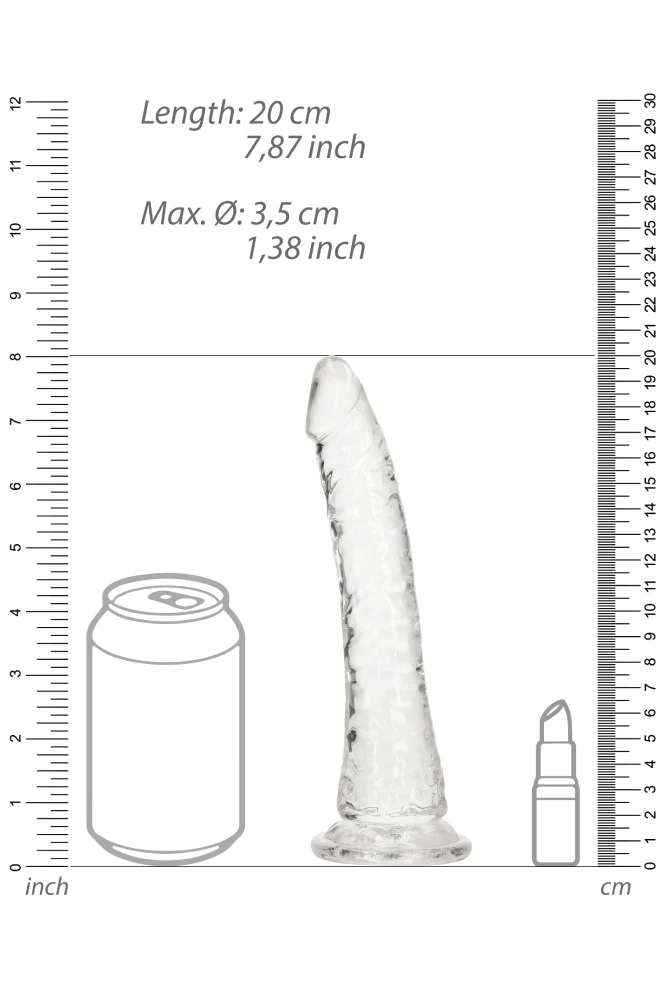 Shots Toys - RealRock - 7" Slim Realistic Dildo with Suction Cup - Clear - Image 6