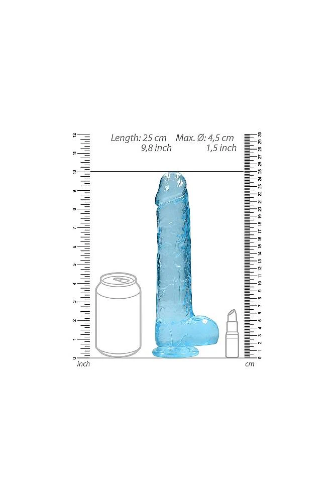 Shots Toys - RealRock - 9" Crystal Clear Dildo - Blue - Image 6