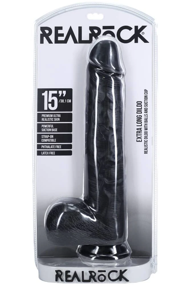 Shots Toys - RealRock - Extra Long 15" Dildo with Balls - Various Colors - Image 10