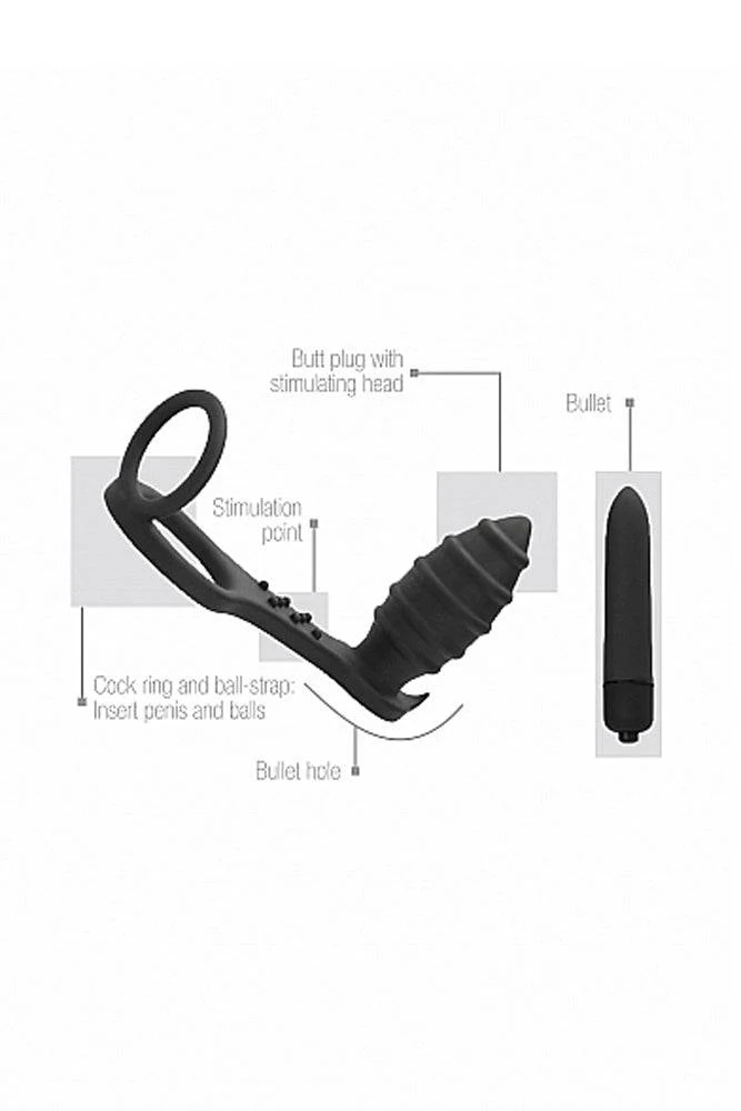 Shots Toys - Sono - No.55 Butt Plug With Cockring And Ball Strap - Black - Image 2