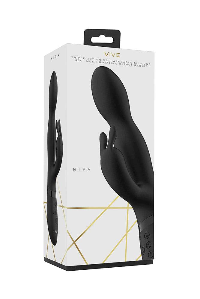 Shots Toys - VIVE - Niva 360° Rotating Rabbit Vibrator - Black - Image 7