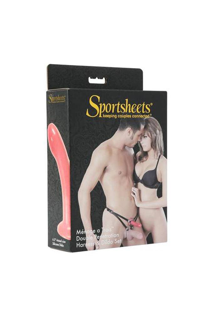 Sportsheets - Menage A Trois Strap-On & Dildo Set - Red - Image 4