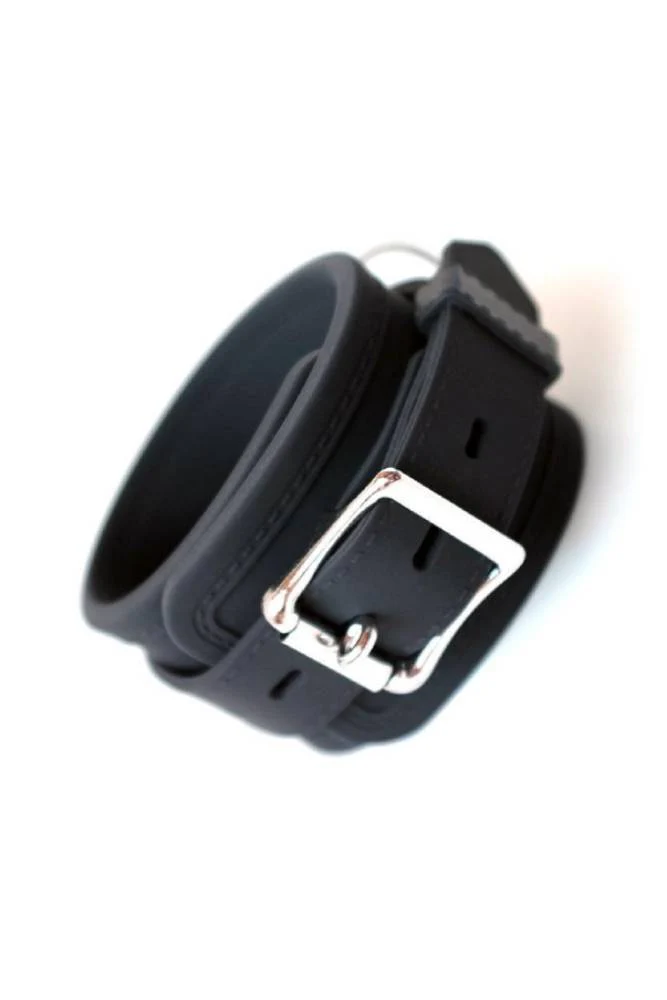 Stockroom - Locking Silicone Wrist Cuffs - Black/Silver - Image 2