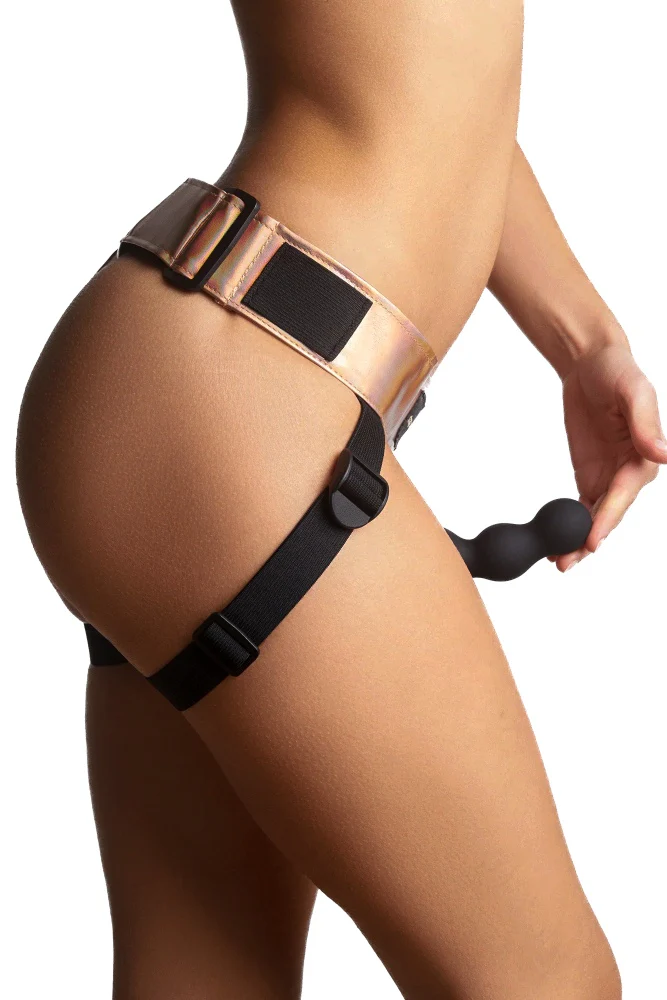 Strap-on-Me - Curious Leatherette Harness - Rose Gold - Image 5