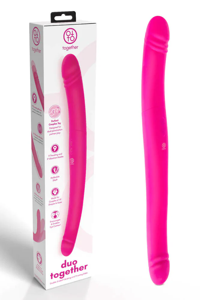 Together - Duo Together Double-Ended Vibrating & Thrusting Dildo - Pink - Image 6