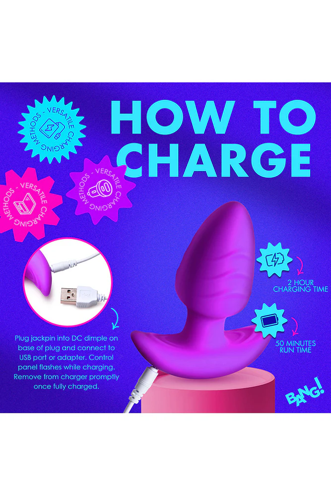 XR Brands - BANG - Rotating & Vibrating Silicone Butt Plug with Remote - Image 4
