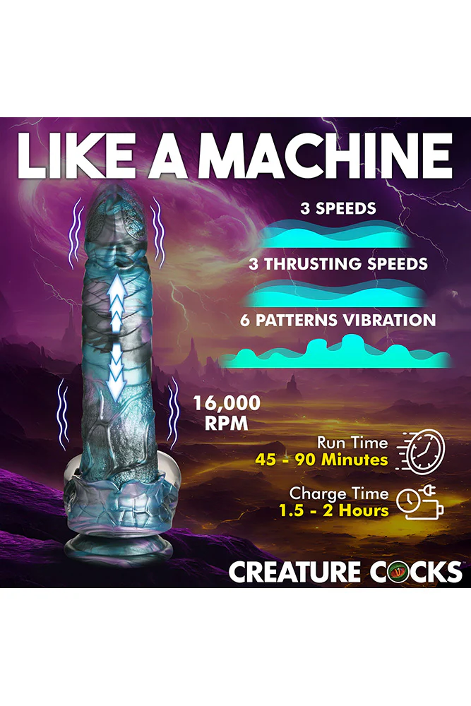 XR Brands - Creature Cocks - Astro-Thrust Thrusting & Vibrating Silicone Dildo With Remote Control - Image 5