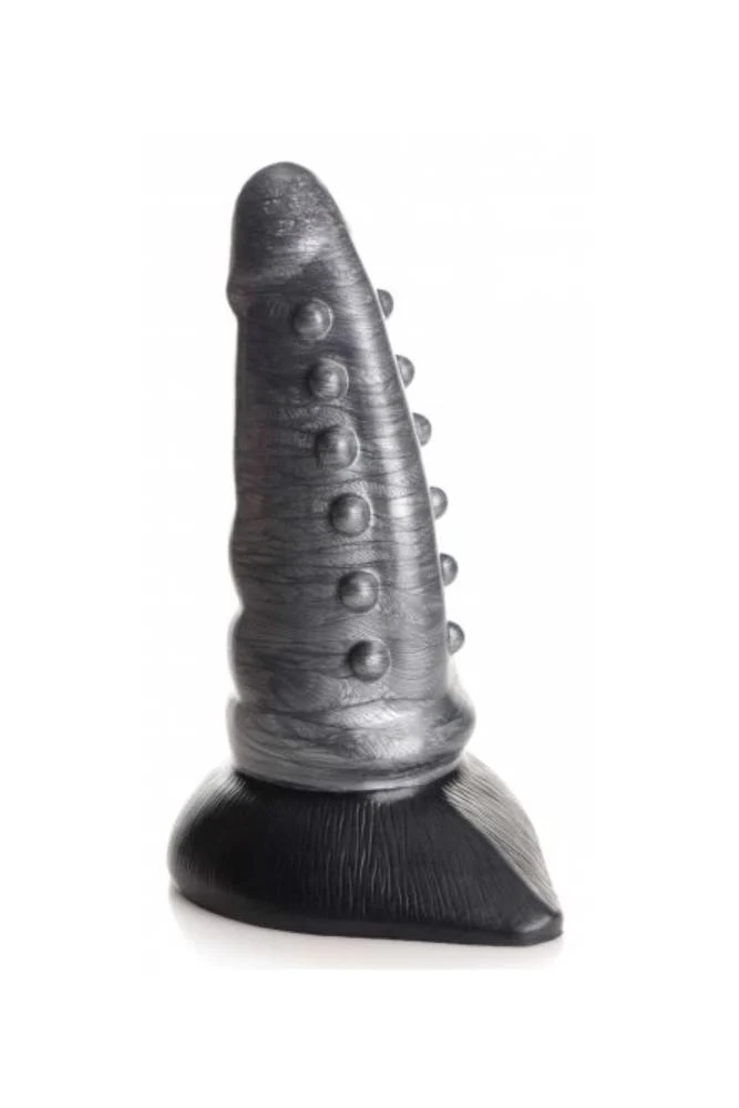 XR Brands - Creature Cocks - Beastly Tapered Bumpy Silicone Dildo - Silver - Image 2