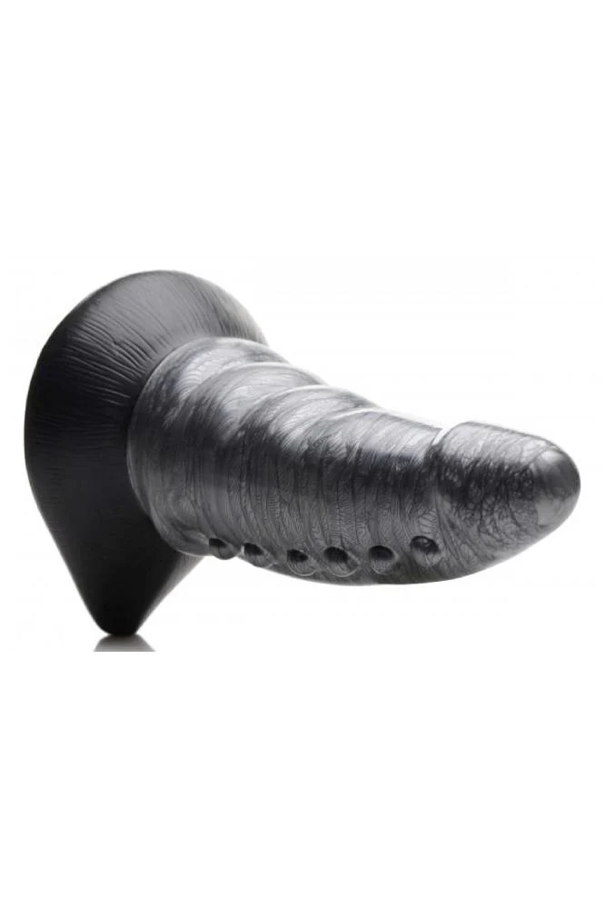 XR Brands - Creature Cocks - Beastly Tapered Bumpy Silicone Dildo - Silver - Image 3