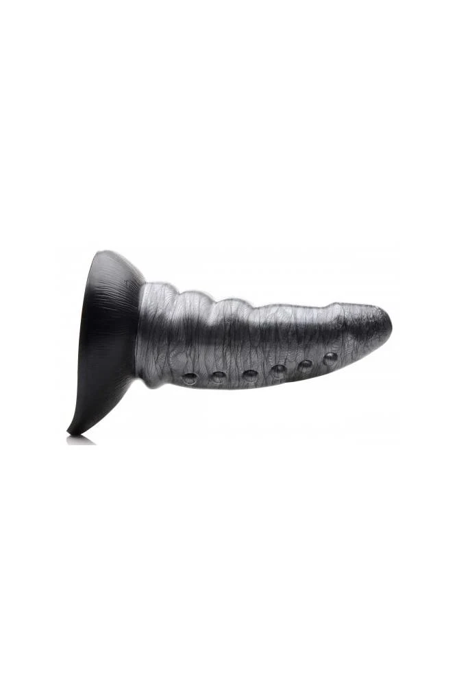 XR Brands - Creature Cocks - Beastly Tapered Bumpy Silicone Dildo - Silver - Image 4