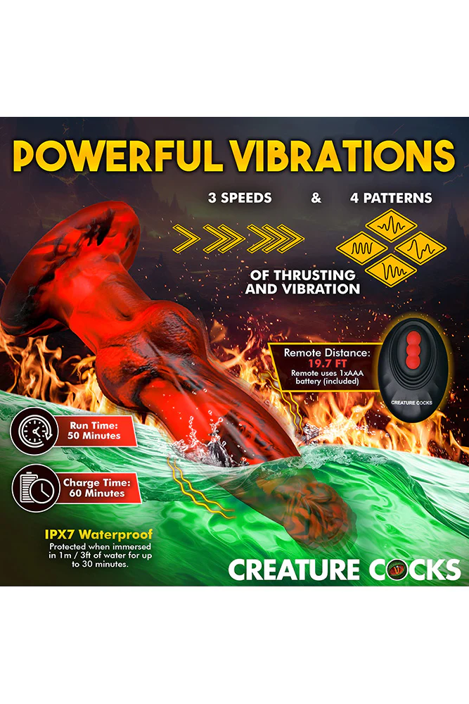 XR Brands - Creature Cocks - Hell Wolf Thrusting & Vibrating Silicone Dildo - Image 2
