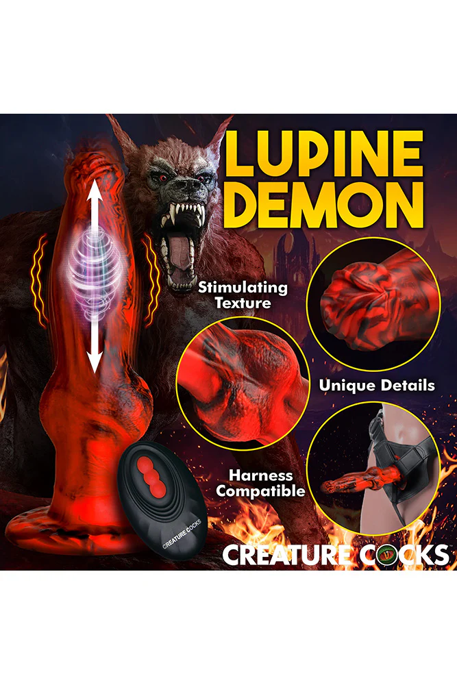 XR Brands - Creature Cocks - Hell Wolf Thrusting & Vibrating Silicone Dildo - Image 4