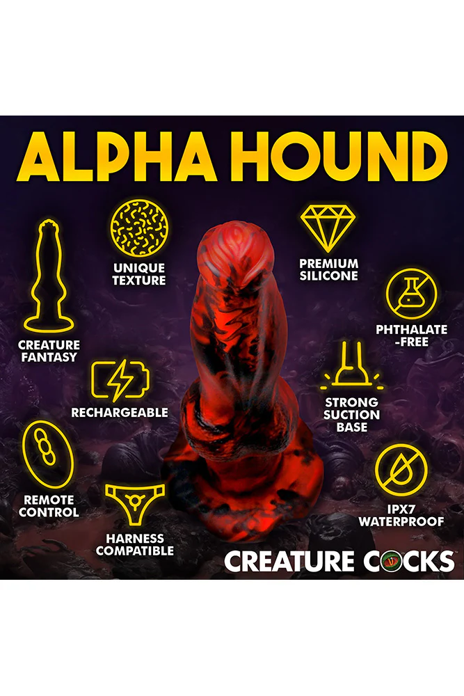 XR Brands - Creature Cocks - Hell Wolf Thrusting & Vibrating Silicone Dildo - Image 5