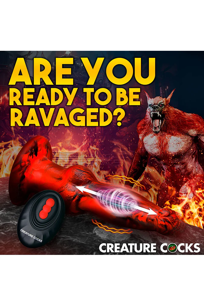 XR Brands - Creature Cocks - Hell Wolf Thrusting & Vibrating Silicone Dildo - Image 7