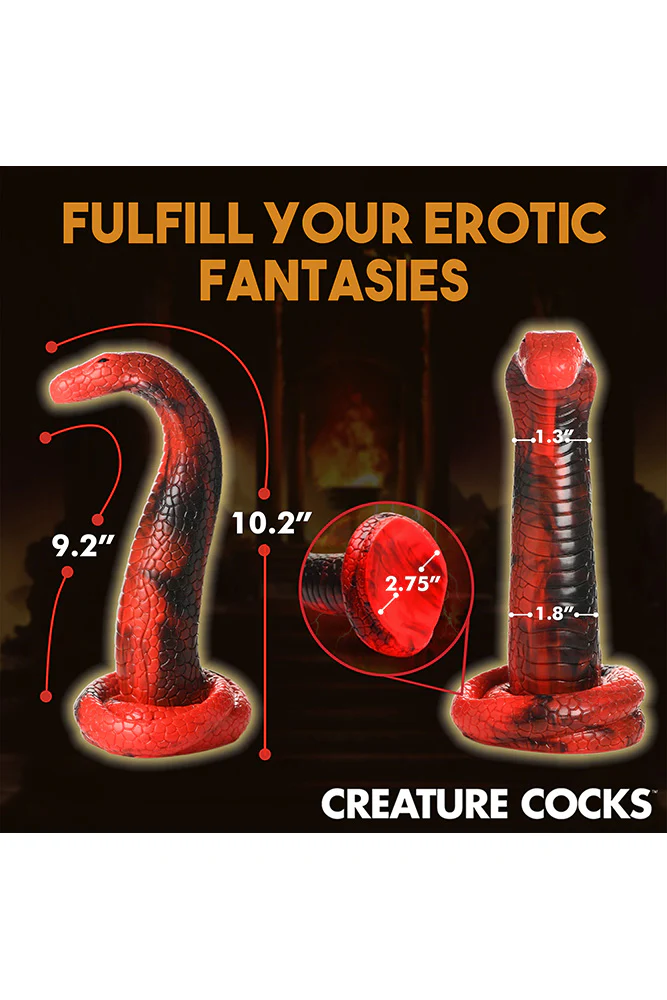 XR Brands - Creature Cocks - King Cobra Silicone Dildo - Red - Image 3