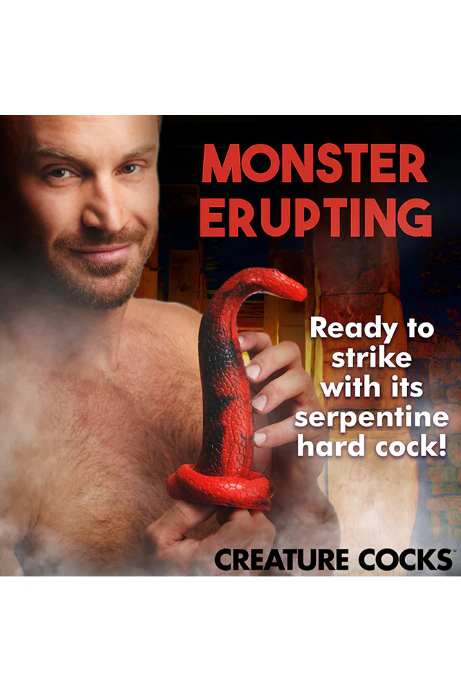 XR Brands - Creature Cocks - King Cobra Silicone Dildo - Red - Image 4
